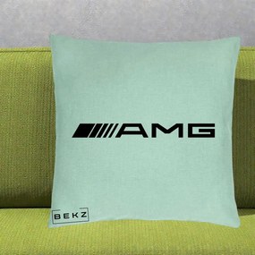 Perna Personalizata cu emblema Mercedes-AMG, 40x40 cm, Verde Menta, Husa Detasabila, Perna Inclusa, BEKZ®