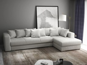 Colțar extensibil dumonde cu ladă de depozitare si sezut confortabil din spuma high-density, Gloria Zoom Cream II 320x183 cm