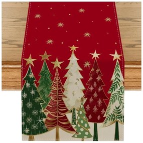 Braul de masa de Craciun din in MAGIC TREES 33x180 cm, rosu