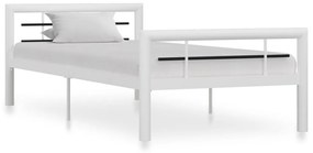 284544 vidaXL Cadru de pat, alb și negru, 90 x 200 cm, metal