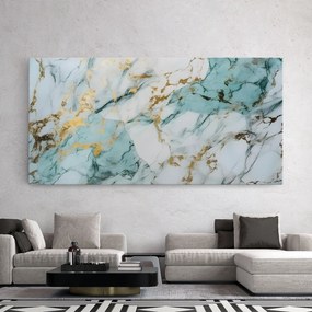 Tablou Canvas, 100x200cm, Dormitor si Living, Abstracte, Marble, Light Green Gold Line