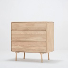 Comodă din lemn masiv de stejar cu 3 sertare Gazzda Fawn