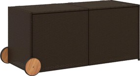 vidaXL Ladă depozitare de grădină cu roți, maro, 283 L, poliratan