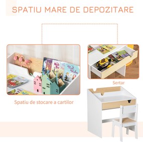 HOMCOM Set Birou și Scaun pentru Copii 6-10 Ani cu Raft și Sertar | Aosom Romania