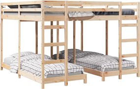 vidaXL Cadru de pat supraetajat triplu natural 80 / 200 x 200 cm