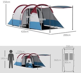 Outsunny Cort de Camping pentru 2-3 Persoane, Cort Tunel | Aosom Romania