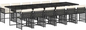 vidaXL Set mobilier de grădină cu perne, 13 piese, negru, poliratan