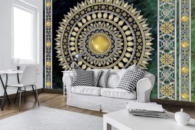Fototapet - Mandala în verde (254x184 cm)