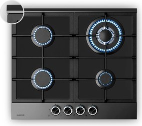 Klarstein Plită pe gaz Verosteel, 4 arzătoare, aprindere electrică, compatibilă cu gaz natural și GPL, 8000 W, 60 cm