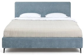 Pat matrimonial albastru tapițat cu somieră 160x200 cm Noira Slim – Bonami Selection