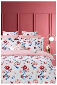 Lenjerie de pat albă/roz din bumbac ranforcé pentru pat dublu/extinsă cu cearceaf inclus/cu 4 piese 200x220 cm – Mila Home