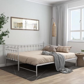 324759 vidaXL Cadru pat canapea extensibilă, alb, 90x200 cm, metal