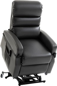 HOMCOM Fotoliu TV cu funcție de ridicare Fotoliu relax electric cu telecomandă, suport pentru picioare, funcție de reclinare, gri închis | Aosom Romania