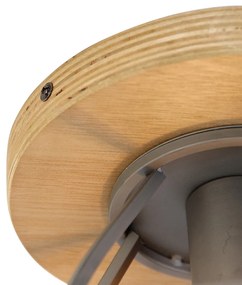 Plafoniera inteligentă gri închis cu lemn incluzând WiFi E27 - Arthur