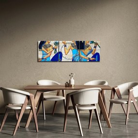 Tablou - Picturi egiptene (cu ceas) (90x30 cm)