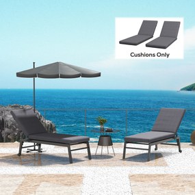 Outsunny Set de 2 Perne pentru Șezut și Spătar, Înlocuire Perne pentru Scaune de Patio, Perne cu Șnururi pentru Interior și Exterior, Gri | Aosom Romania