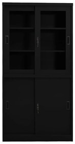 335964 vidaXL Dulap de birou cu ușă glisantă, negru, 90x40x180 cm, oțel