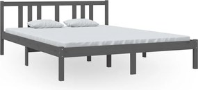 vidaXL Cadru de pat King Size, gri, 150x200 cm, lemn masiv
