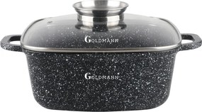 Resigilat: Oala patrata cu dozator Goldmann GM-1228, 6,5 l, 28 cm, Finisaj marmorat, Compatibila cu plitele cu inductie, Negru