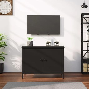 826295 vidaXL Comodă TV cu uși, negru, 60x35x45 cm, lemn prelucrat