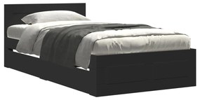 3295619 vidaXL Cadru de pat cu tăblie, negru, 75x190 cm, lemn prelucrat