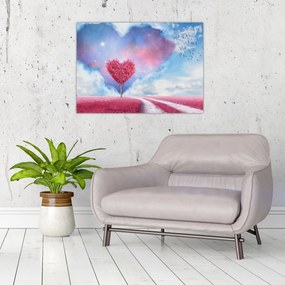 Tablou - Copac de inimă roz (70x50 cm)