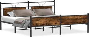 vidaXL Cadru pat metalic fără saltea, stejar fumuriu, 200x200 cm