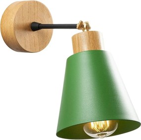 Lampa perete MANAVGAT N-614, stejar/verde, metal/lemn, 14x25 cm