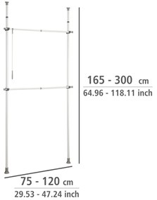Suport extensibil pentru haine, Wenko, Herkules Basic, inox/plastic/polipropilena