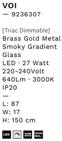 Lustra moderna cu 4 pendule LED, Metal, Sticla, Fumuriu, Voi