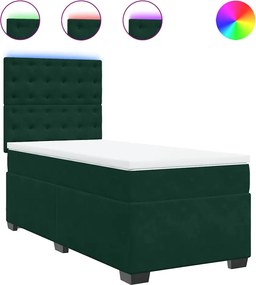 vidaXL Pat continental cu saltea, verde închis, 80x200 cm, catifea