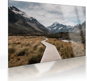 Tablou pe sticlă - Poteca în valea muntelui Mt. Cook (70x50 cm)