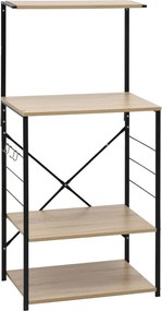 vidaXL Dulap microunde, negru/stejar 60x39,6x123 cm lemn prelucrat