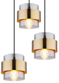 Lustră pe cablu MILEY 3xE27/60W/230V neagră/alamă Globo 15560-3H