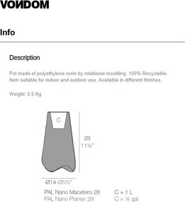 Ghiveci plante/ flori design decorativ modern pentru amenajari interioare si exterioare, VLEK NANO PLANTER 51015A alb Vondom