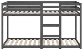 Pat supraetajat, gri, 75x190 cm, lemn masiv de pin Gri, 75 x 190 cm