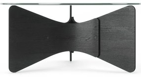 Măsuță de cafea neagră rotundă cu blat din sticlă 87x87 cm Madera – Umbra