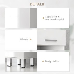 kleankin Mobilier pentru Baie cu 1 Sertar 3 Rafturi Ajustabile și 2 Dulapuri, 30x30x180 cm, Alb Lucios | Aosom Romania