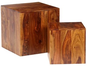 244687 vidaXL Set masă de cafea, 2 piese, lemn masiv de sheesham, 40x40x40 cm
