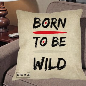 Perna Decorativa Born To Be Wild, 40x40 cm, Crem, Husa Detasabila, Perna Inclusa, BEKZ®