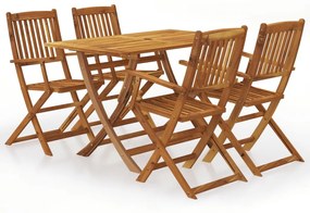 3060193 vidaXL Set mobilier de grădină pliabil, 5 piese, lemn masiv acacia