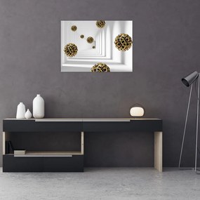 Tablou abstract cu mingi de fotbal (70x50 cm)