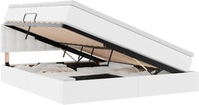 vidaXL Pat cu saltea și spațiu de depozitare Alb pur 180 x 200 cm