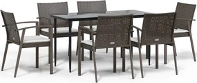vidaXL Set mobilier de grădină cu perne, 7 piese, poliratan și oțel