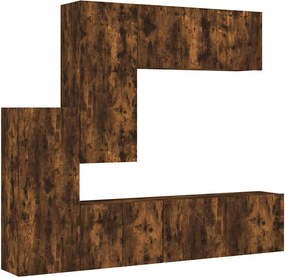 vidaXL Unități TV de perete, 5 piese, stejar fumuriu, lemn prelucrat