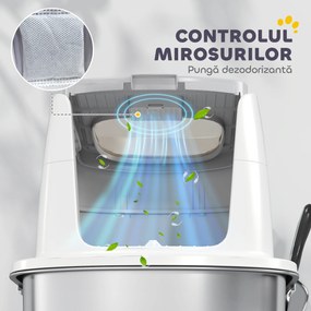 PawHut Litieră pentru pisici cu 2 intrări, deodorant și lopățică, Alb | Aosom Romania