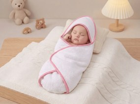 Prosop pentru copii cu gluga BABY 75x75 cm, alb/roz