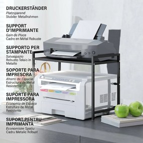 HOMCOM Suport extensibil pentru cuptor cu microunde pe 2 niveluri cu 3 cârlige, din metal, negru | Aosom Romania