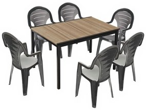 Lagos 6+1 kerti bútor garnitúra szett kőris-grafit