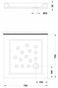 Cadita dus patrata Gala Atlas, 70x70 cm, alba 700x700 mm